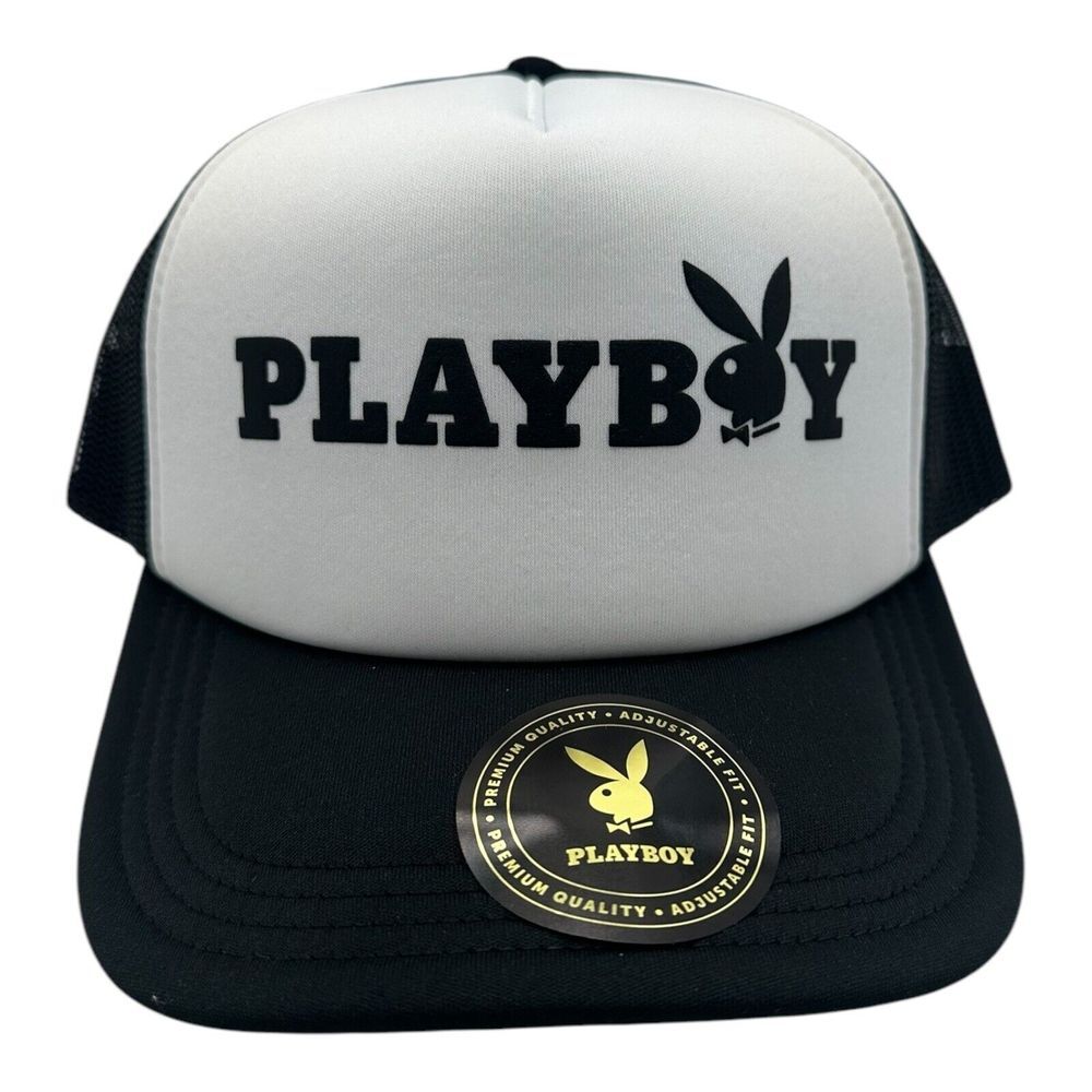 Playboy Hat Lids X White Black Mesh Tux Bunny Patch Foam Trucker Snapback Cap
